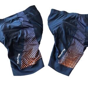 2* Qualidyne Mens Large Cycling Shorts Black 3D Padded Riding Polyamide Lot Of 2